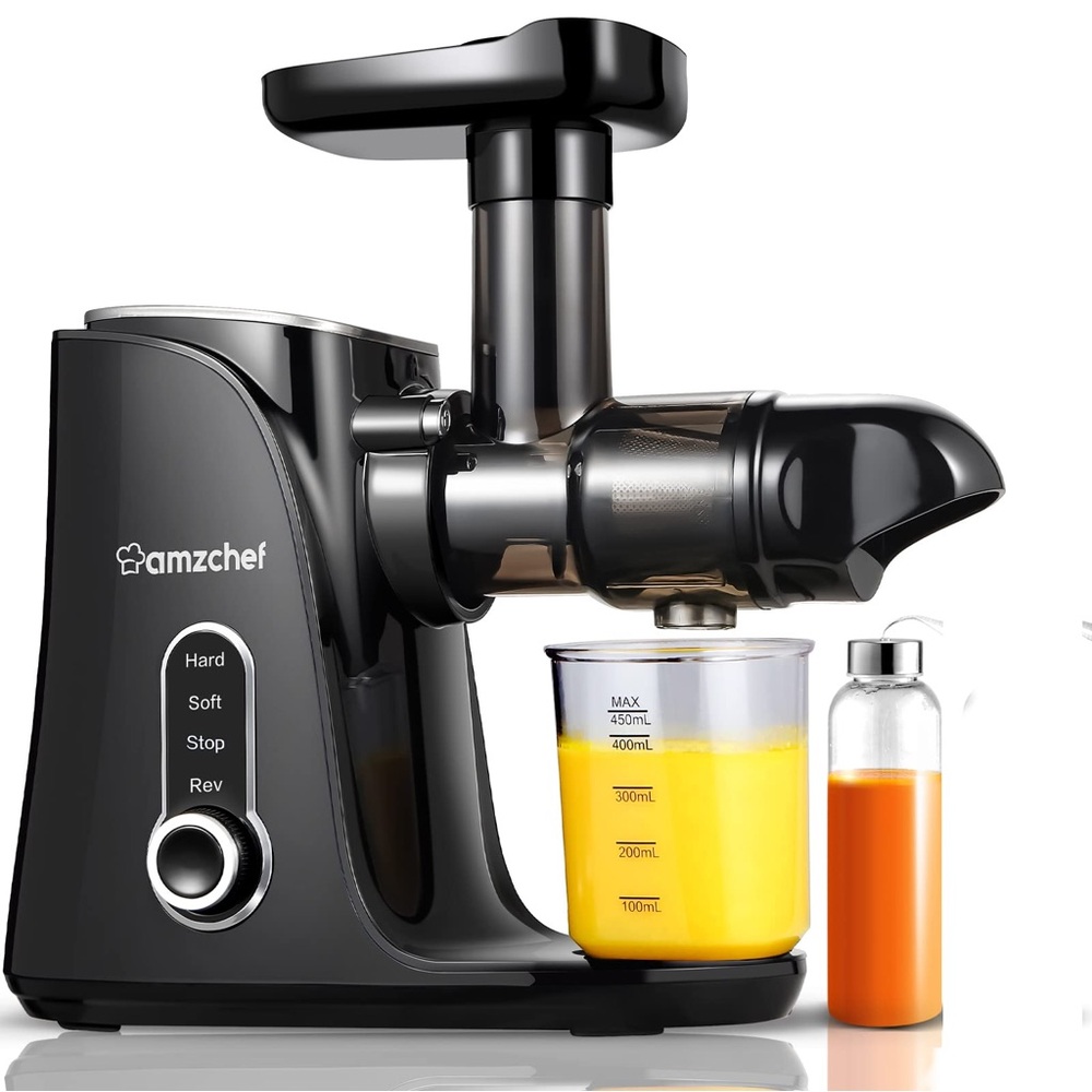 SEALED Cold Press Slow Juicer Kitchen Machine with Cups and Travel Bottle Black